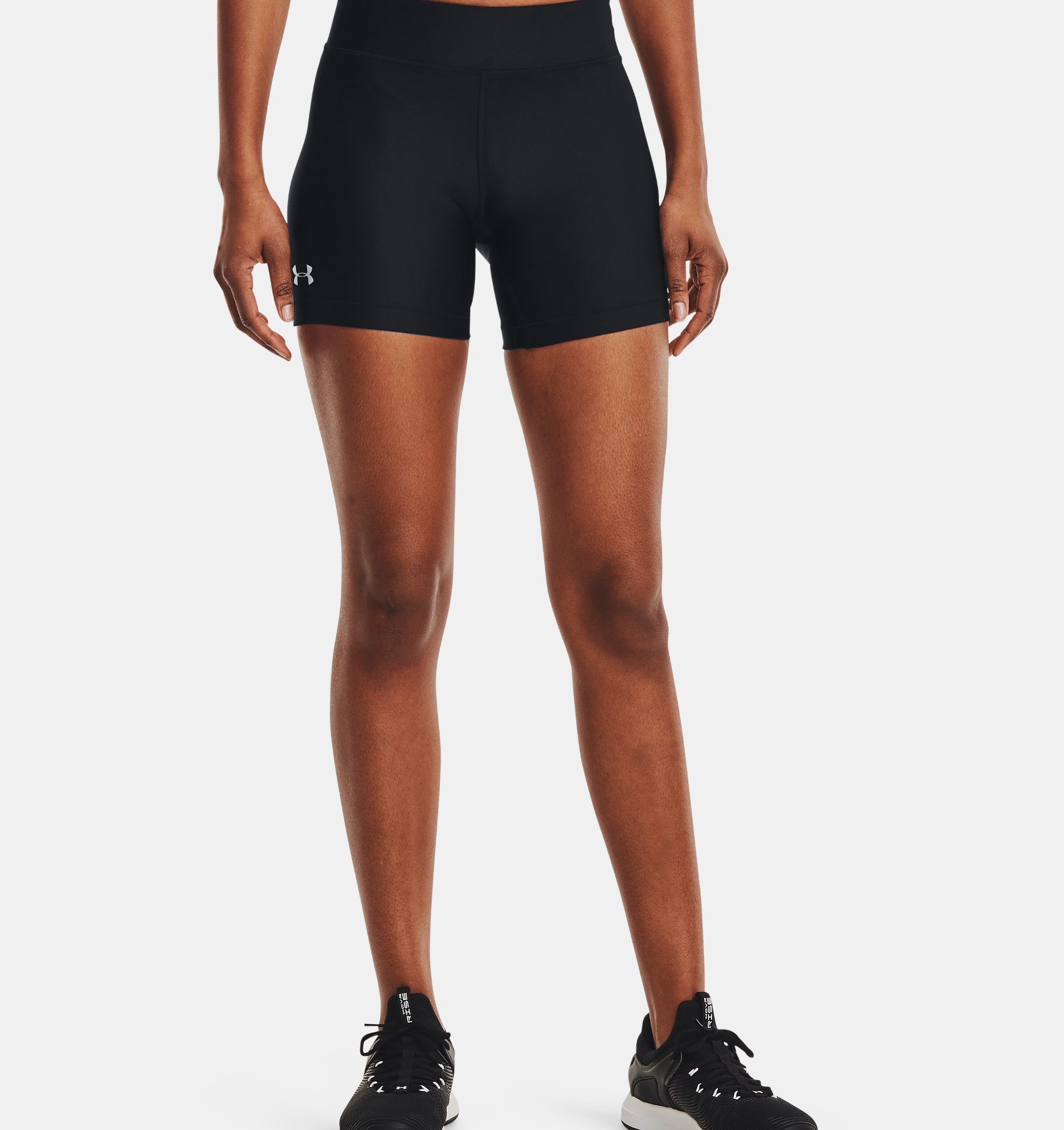 Details about   Under Armour UA HeatGear Ladies Shorty Grey 3 Inch Shine Compression Shorts 